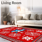Whimsical Blue Shark Snowflake Festivity Rug