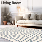 Gray Geometric Maze Art Deco Rug