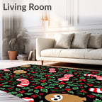 Cute Sloth Candy Cane Holly Holiday Rug