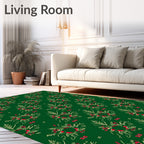Crimson Bow Wreath Evergreen Repeating Rug