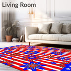 Red White Blue Starburst Stripes Rug