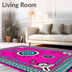Vibrant Pink Neon Tribal Medallion Rug