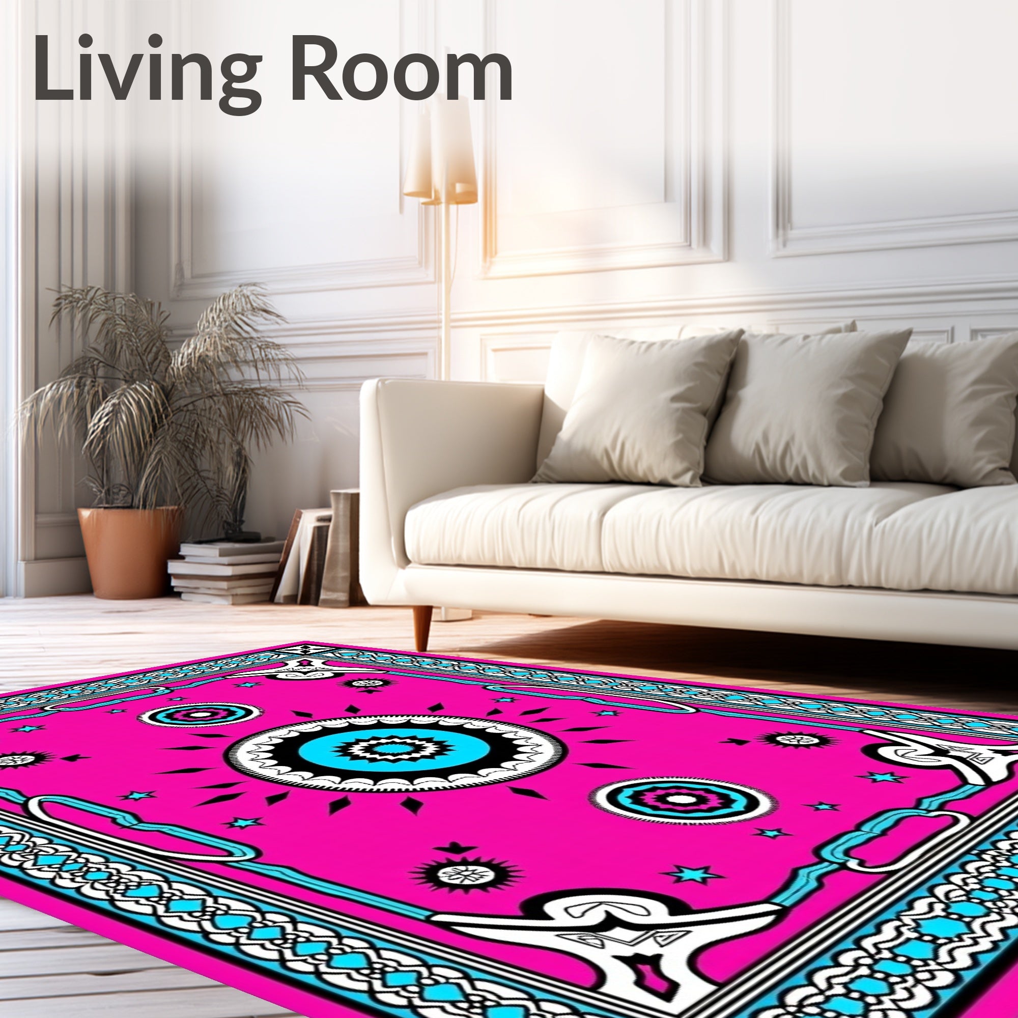 Vibrant Pink Neon Tribal Medallion Rug