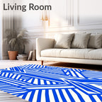 Modern Blue White Geometric Illusion Rug