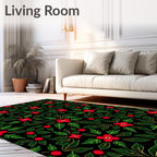 Festive Red Holly Leaf Garland Rug