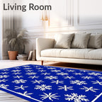 White Snowflakes On Deep Blue Background Rug