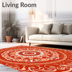 Vibrant Orange Mandala Art Rug