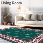 Winter Forest Snowflakes Holly Border Rug