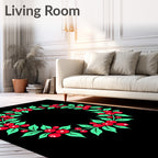 Crimson Berry Leaf Garland Rug