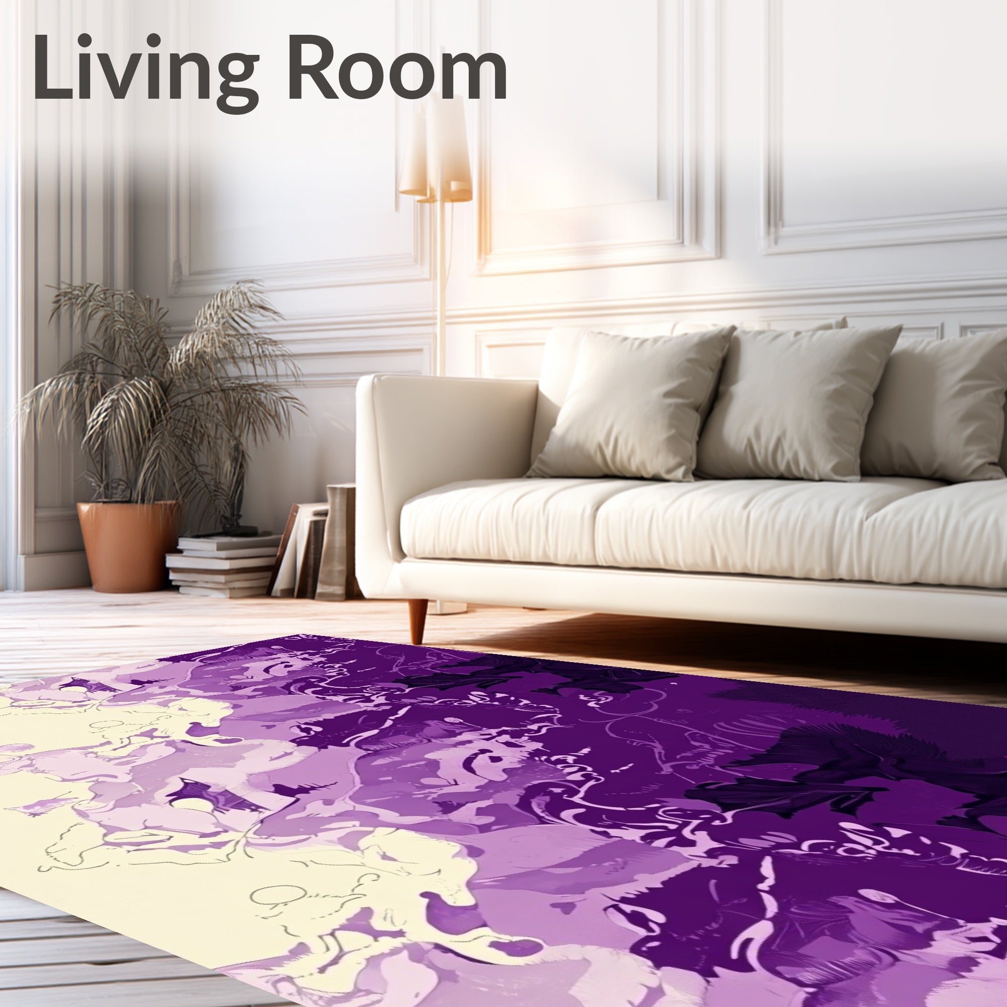 Amethyst Amorphous Floral Swirl Rug