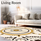 Golden Sunburst Mandala Tribal Rug