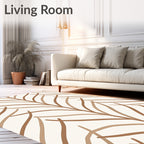 Earthy Tan Organic Leafy Branch Rug