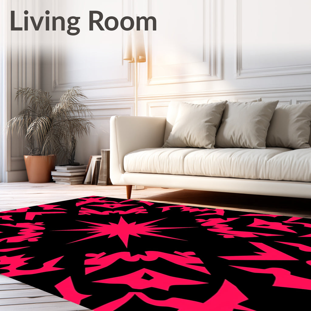 Bright Pink Starburst Kaleidoscope Rug