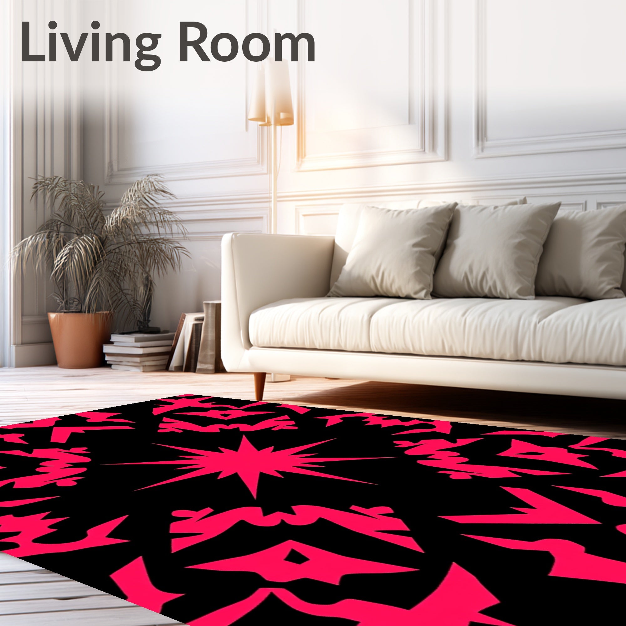 Bright Pink Starburst Kaleidoscope Rug
