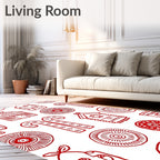 Red Folk Art Village Collection Rug