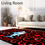 Cute Blue Shark Swirling Red Tentacles Rug