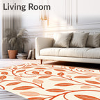 Crimson Leaf Branch Vine Swirl Rug