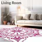 Crimson Mandala Floral Star Rug
