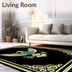 Golden Eagle Crest Black Border Rug