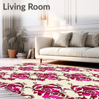 Rich Pink Floral Vine Motif Rug