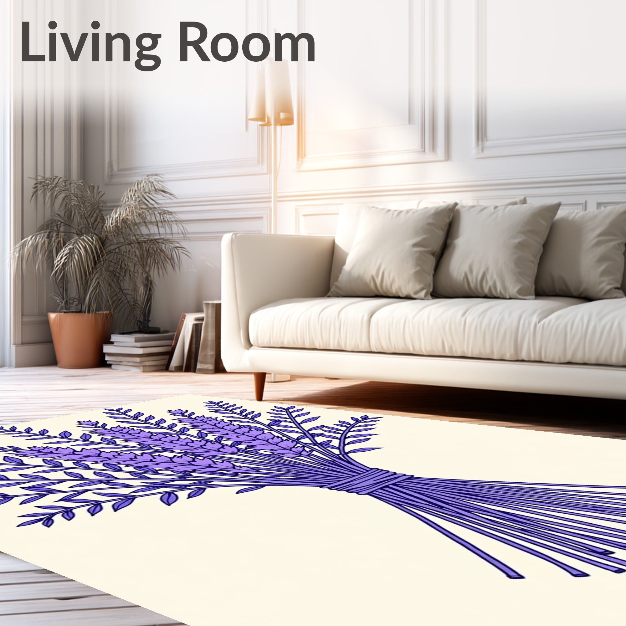 Charming Lavender Bouquet Floral Accents Rug