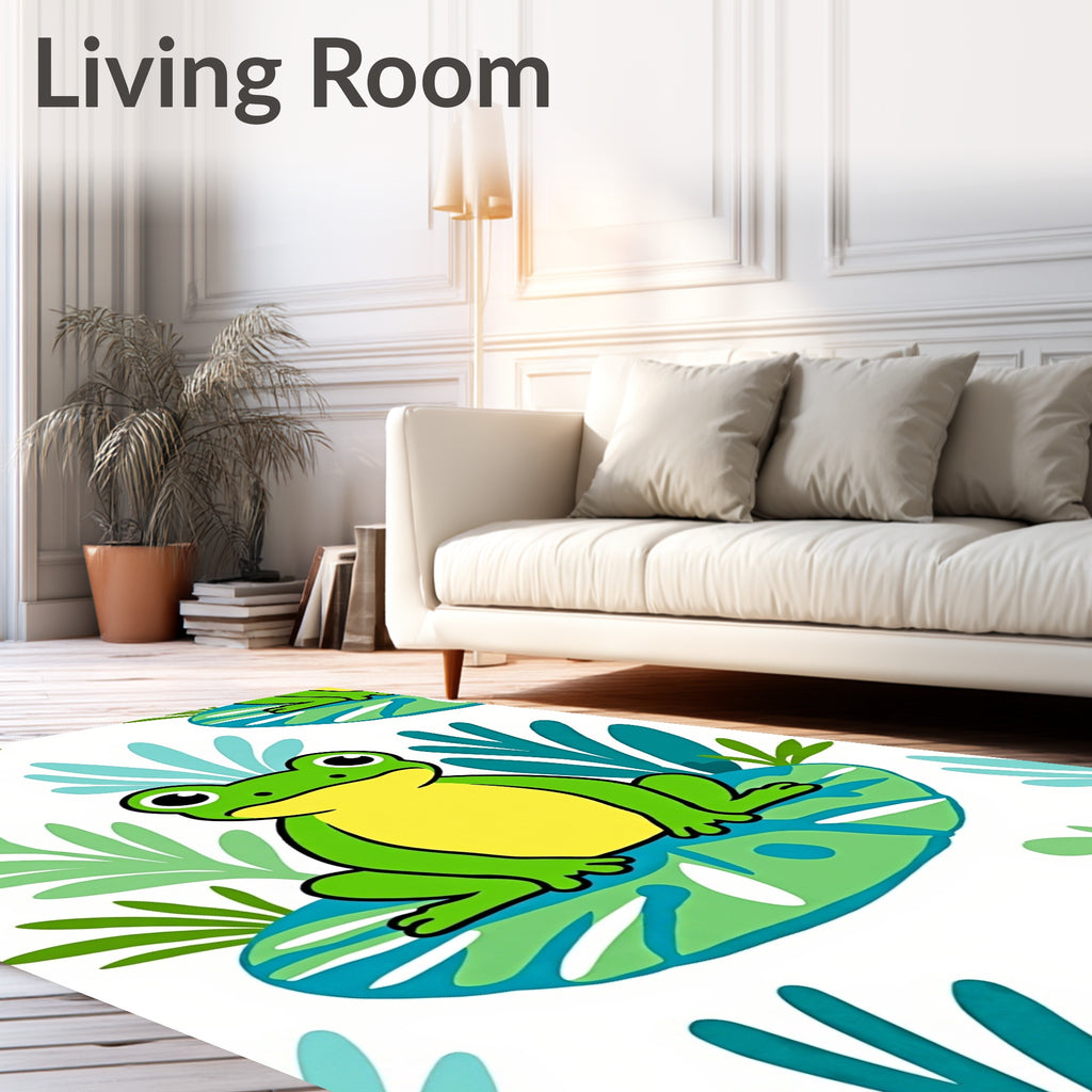 Green Frog Lily Pad Splash Rug