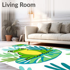 Green Frog Lily Pad Splash Rug