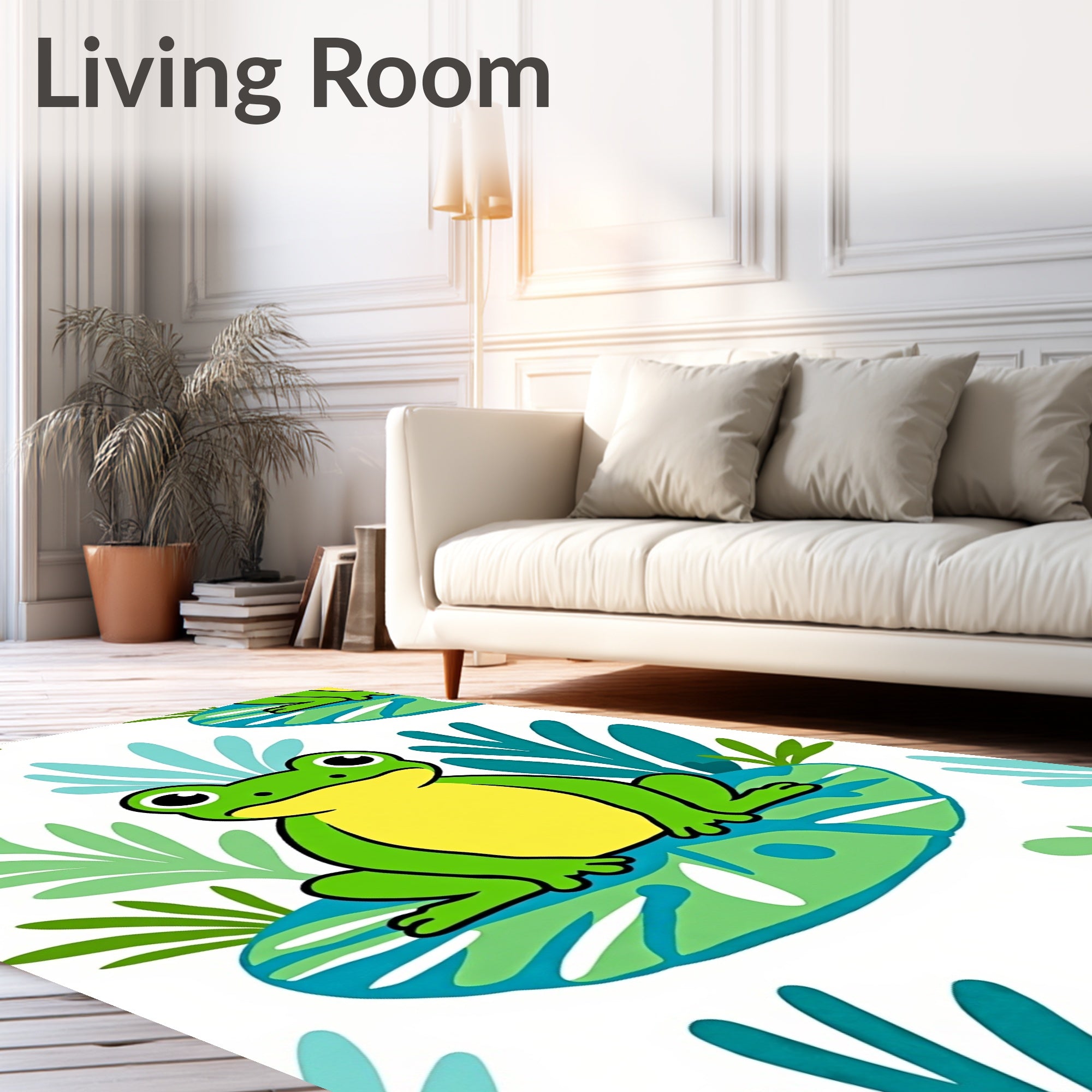 Green Frog Lily Pad Splash Rug