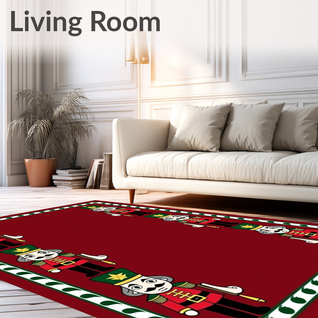 Crimson Red Nutcracker Soldiers Border Rug