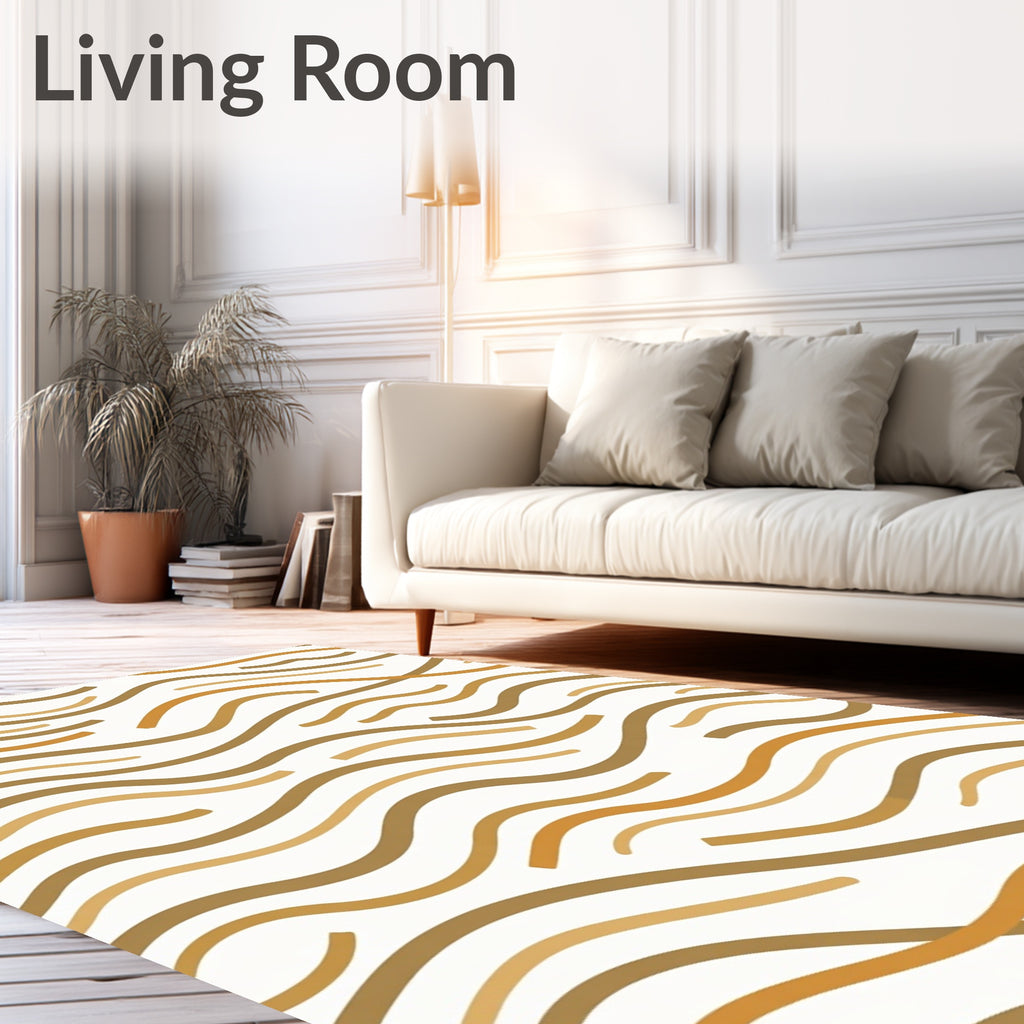 Earthy Tan Swirls Contemporary Rug