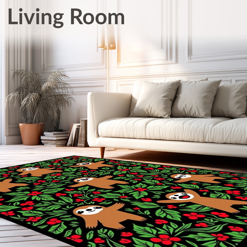 Happy Sloth Red Berry Foliage Rug