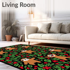 Happy Sloth Red Berry Foliage Rug