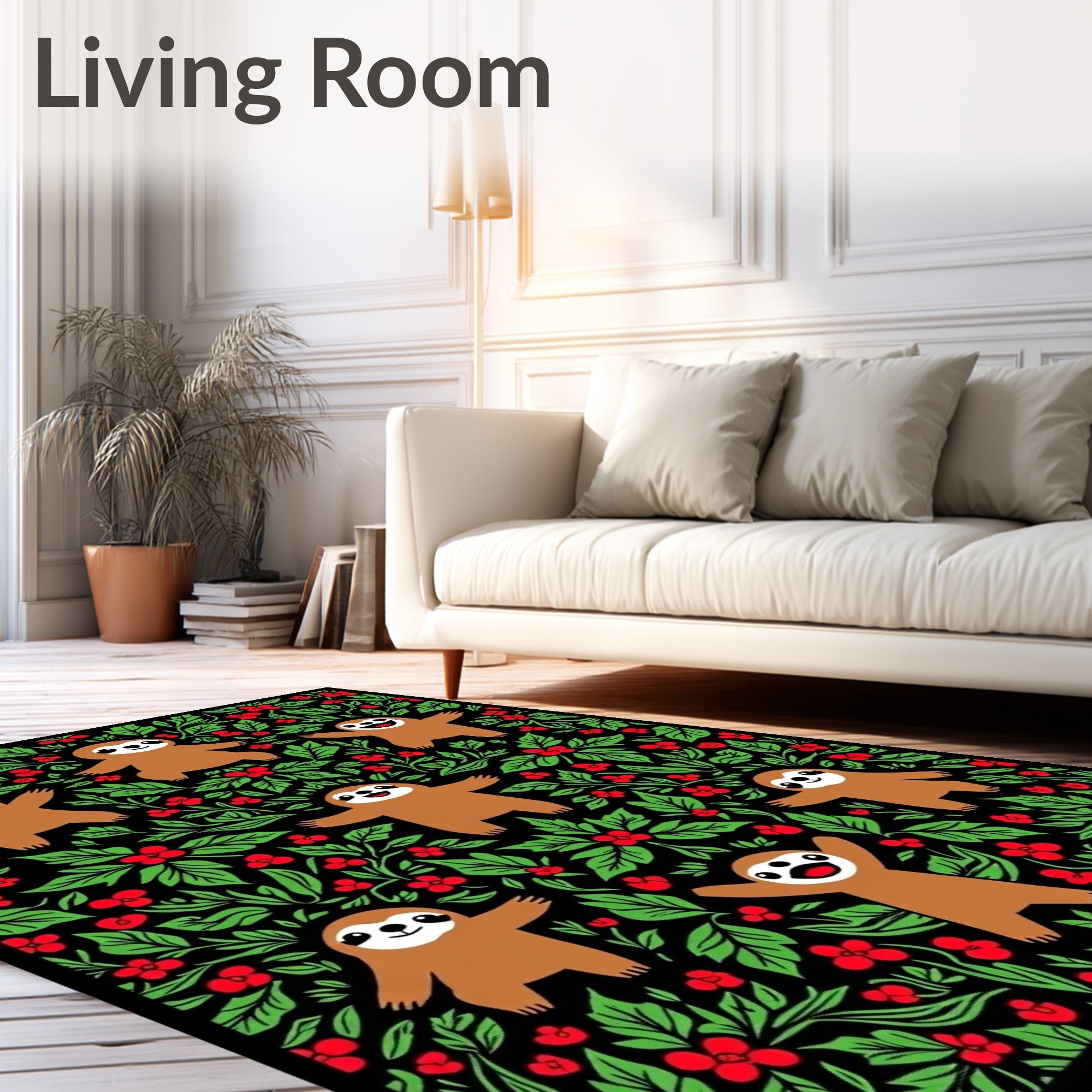 Happy Sloth Red Berry Foliage Rug