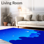 Midnight Blue Celestial Moon Stars Rug