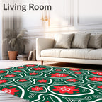 Whimsical Red Flower Organic Forms Rug