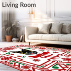 Joyful Dog Snowflake Holiday Border Rug