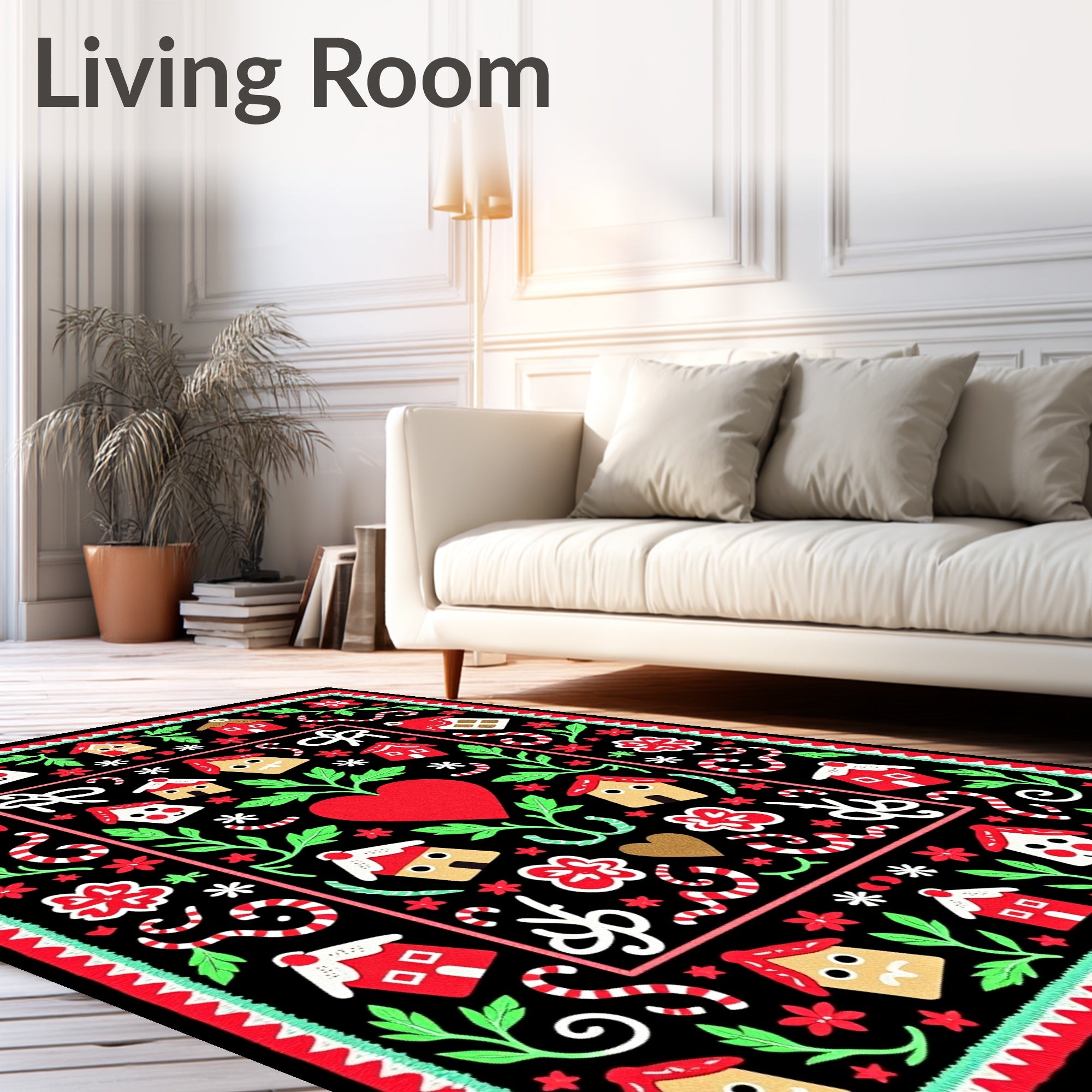 Whimsical Houses Garden Heart Rug