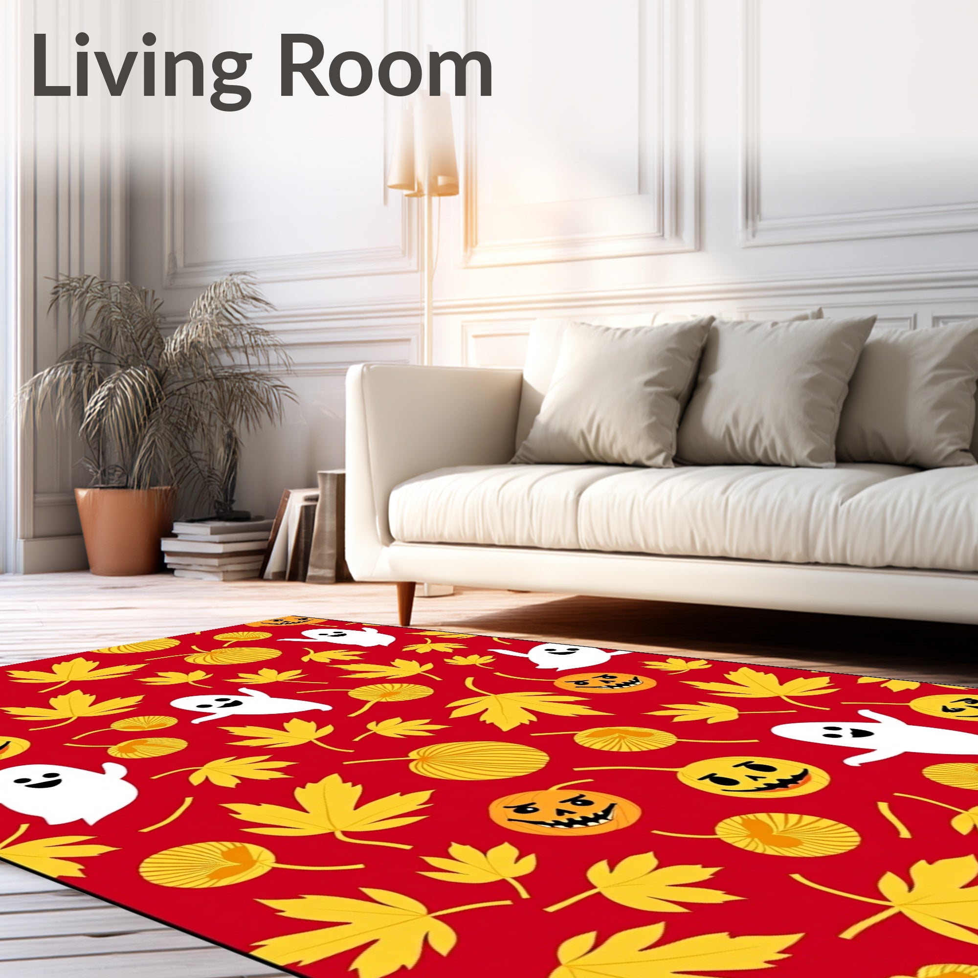 Autumn Ghost Pumpkin Leaf Medley Rug
