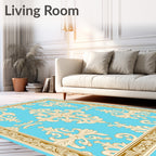 Golden Acanthus Scroll Blue Rug