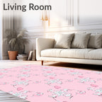 Soft Pink Watercolor Blossom Swirl Rug