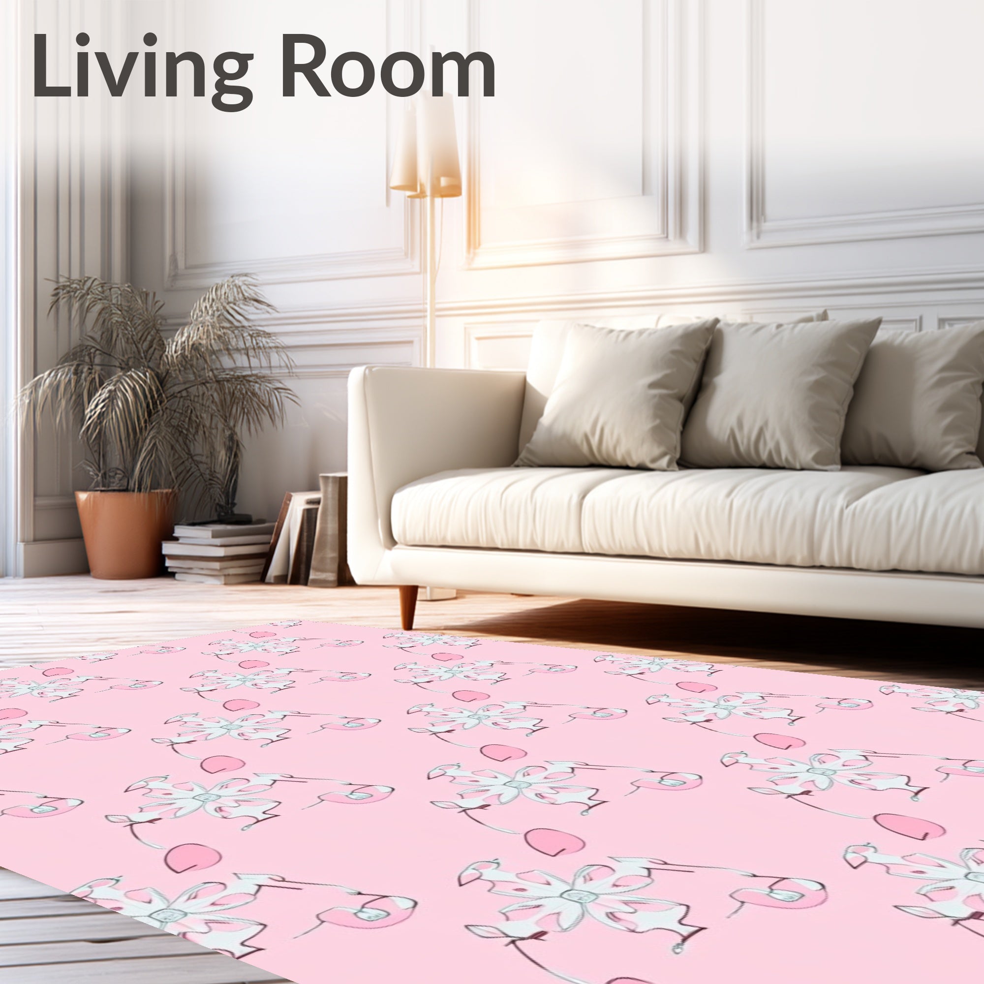 Soft Pink Watercolor Blossom Swirl Rug