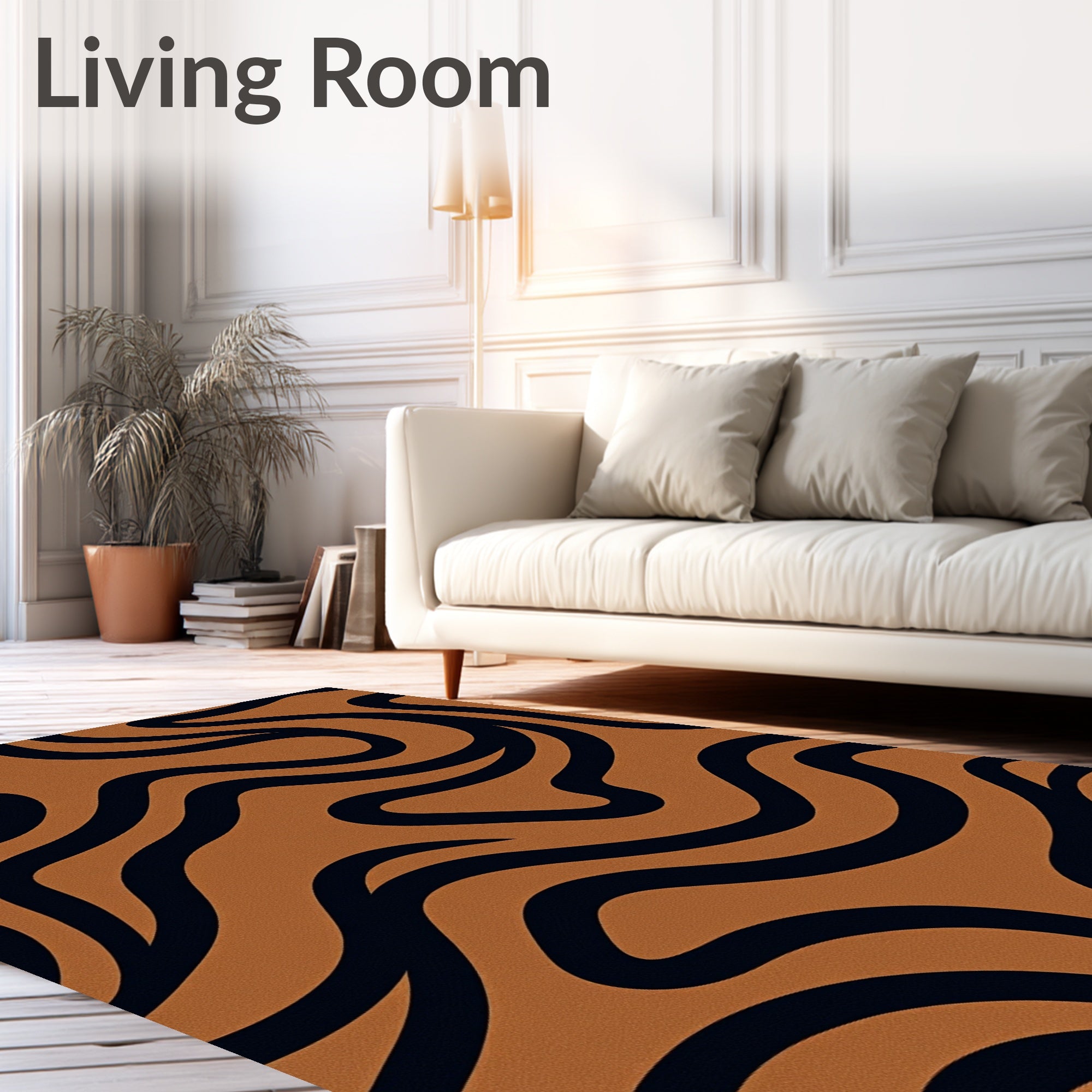 Bold Amber Swirling Lines Rug