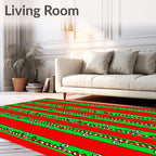 Red Green Striped Vine Swirl Rug