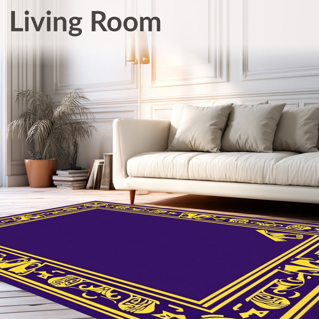Royal Purple Golden Abstract Border Rug