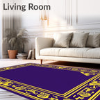 Royal Purple Golden Abstract Border Rug