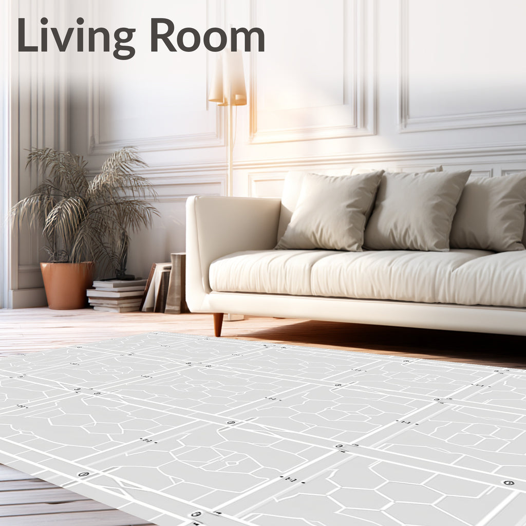 Pale Gray Geometric Hexagons Grid Rug