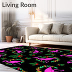 Bright Pink Crane Holly Wreath Rug