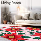 Bright Red Floral Bloom Background Rug