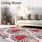 Whimsical Red Mushroom Garden Vine Rug