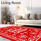 Red White Snowflake Christmas Bandana Rug